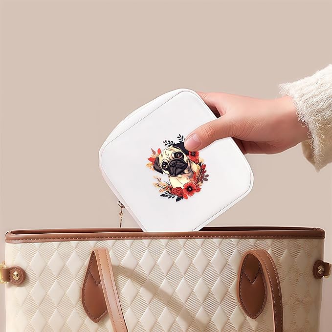 Pug Mini Makeup Bag, Pug Gift For Women Girls, Cute Portable Zipper Pouch Cosmetic Bag For Teen Girls Kids, Small Storage Bag For Sanitary Pad, Period napkin bag!