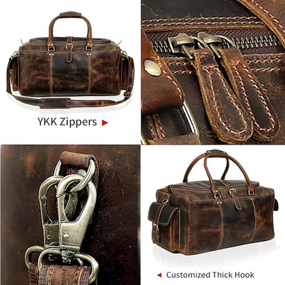 Large Italian Leather Duffle Travel Weekender Overnight Sports Duffel Bags For Men And Women- 22 Inch