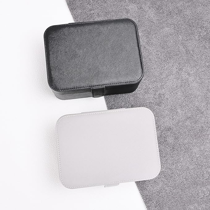 2 Layer Portable Jewelry Box, Large Jewelry Travel Case with 4 Jewelry Pouches, Medium Size Jewelry Organizer Box for Earrings, Necklaces, Bracelets (black)