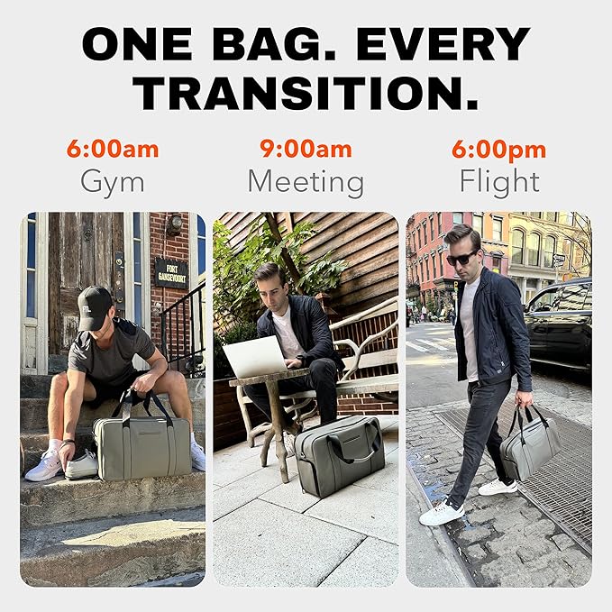 The FTL Pro Mens Travel Bag - 30L Premium Work to Gym Weekender Duffel with Garment Bag, Shoe Space & 18" Laptop Sleeve - Organized Athletic Business Carry On Hybrid, Fits Under Airplane Seat - Grey