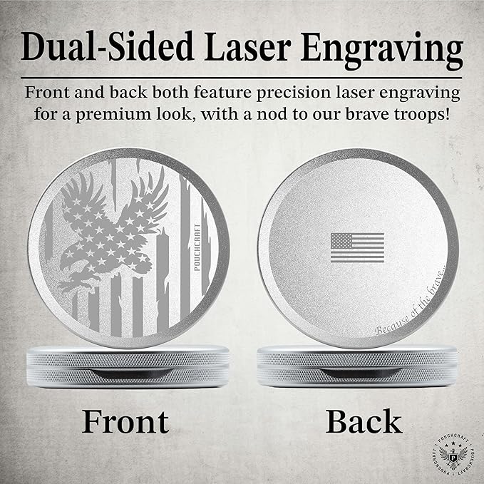 Metal Pouch Can | Metal Container | Slim EDC Pocket Tin | Airtight & Moisture-Resistant | Compact Daily Organizer | Pill Case & Travel Tin | Father’s Day Gift for Dad | (American Flag, Silver, Slim)