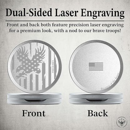 Metal Pouch Can | Metal Container | Slim EDC Pocket Tin | Airtight & Moisture-Resistant | Compact Daily Organizer | Pill Case & Travel Tin | Father’s Day Gift for Dad | (American Flag, Silver, Slim)