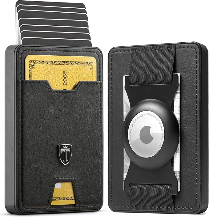 TRAVANDO Swype Slim Wallet for Men Metal RFID Blocking Mens Wallet Card Case (With AirTag* Pocket)