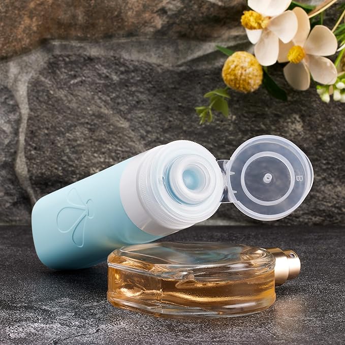 INSFIT 8 Pack Silicone Travel Bottles & Cream Jars with Toiletry Bag, 3oz Leakproof Containers & 2oz Jars with Waterproof Labels, BPA-Free Squeezable Toiletries Set for Shampoo, Lotion, Cosmetics