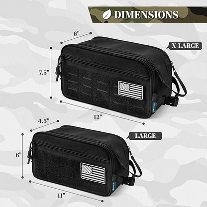 PAVILIA Tactical Toiletry Bag for Men, Travel Hygiene Bag, Military Gear Dopp Kit, Water Resist Molle Accessories Pouch, Mens Shaving Essentials, Gym Bathroom Shower Small Toiletries Tool EDC, Black