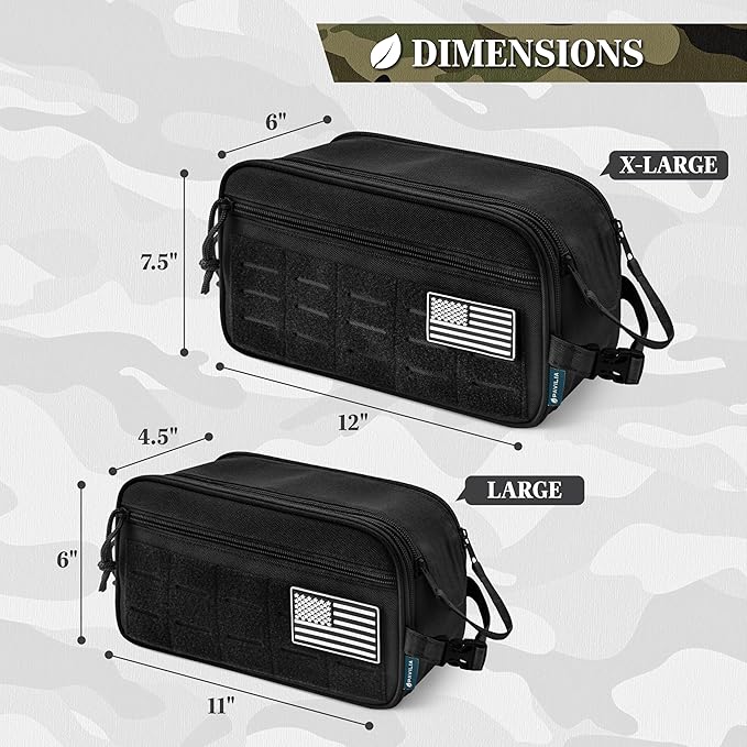PAVILIA Extra Large Tactical Toiletry Bag for Men, Travel Hygiene Bag, Military Gear Dopp Kit, Molle Accessories Pouch, Shaving Grooming Essentials Gym Bathroom Shower Toiletries Tool EDC, Black XL