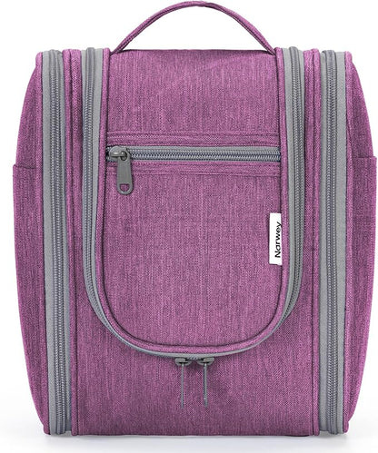 Narwey Small Hanging Toiletry Bag Women Travel Makeup Bag Organizer Toiletries Bag for Travel Size Essentials Accessories Cosmetics (Medium, Dark Purple)