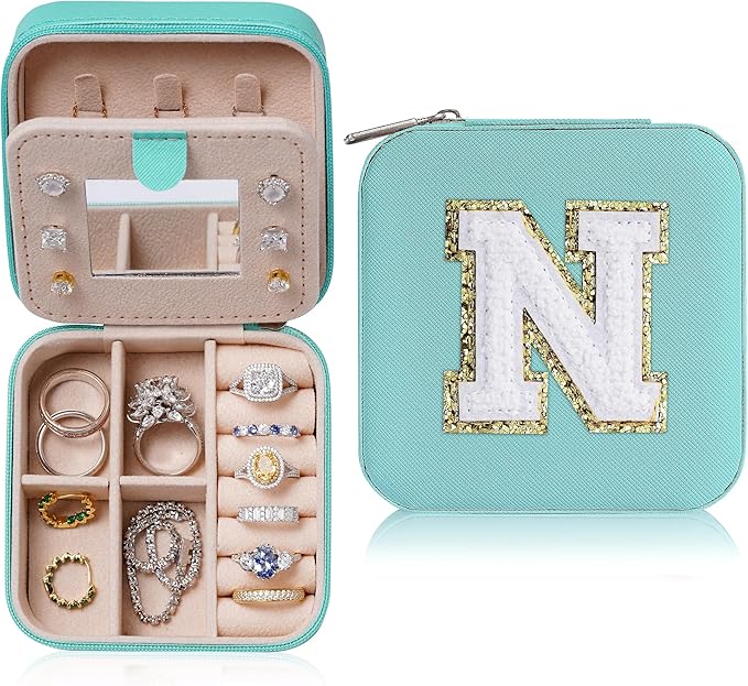 Parima House Warming Gift - Personalized Jewelry Holder Organizer for Travel | Preppy Stuff & Room Decor for Teen Girls | Travel Jewelry Case in Aqua Blue