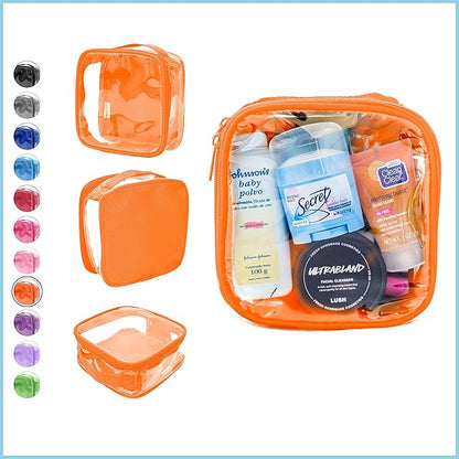EzPacking Clear TSA Approved 3-1-1 Travel Toiletry Bag for Carry On/Quart Size Transparent Liquids Pouch for Airport Security/Reusable See Through Vinyl & PVC Plastic Organizer Men Women (Orange)
