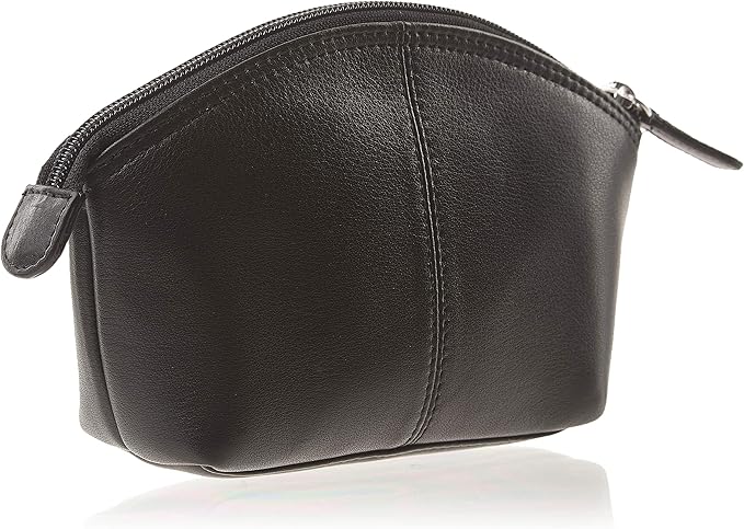 ili New York Genuine Leather Cosmetic Pouch – RFID Blocking, Leather Makeup Bag for Purse with Top Zip Closure & Interior Zip Pocket, Perfect as a Compact and Stylish Travel Cosmetic Bag