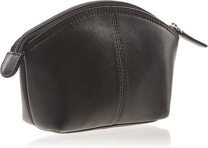 ili New York Genuine Leather Cosmetic Pouch – RFID Blocking, Leather Makeup Bag for Purse with Top Zip Closure & Interior Zip Pocket, Perfect as a Compact and Stylish Travel Cosmetic Bag