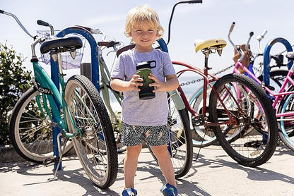 HYDRO CELL Stainless Steel Insulated Water Bottle with Straw - For Cold & Hot Drinks - Metal Vacuum Flask with Screw Cap and Modern Leakproof Sport Thermos for Adults (Army/Black 14oz)