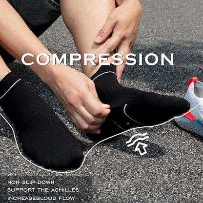 BRISIRA Bamboo Viscose Compression High Ankle Socks Men Women Cushioned Anti Blister HIking Golf Arch Support Running Socks