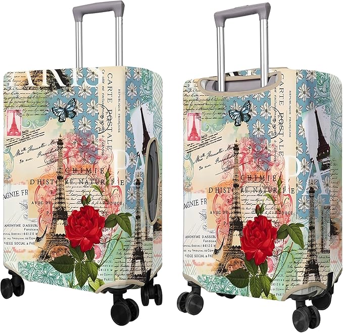 Travel Luggage Cover Suitcase Protector Fits 18-32 Inch Wheel Covers PatternedTravel Related Items Flower Luggage Protector Elastic L