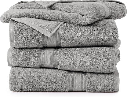 Lane Linen 100% Cotton Bath Sheets Set of 4 (35"x66") - Zero Twist Cotton Extra Large Bath Towels Sets - Quick Dry, Soft & Absorbent Oversized Grey Towels Set - Pre Shrunk, Fade Resistant - Space Grey