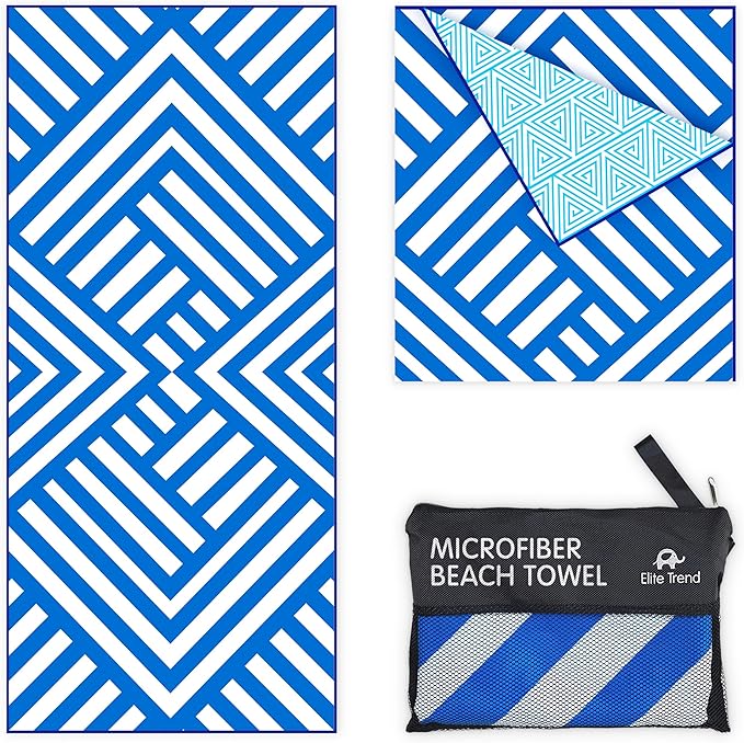 Elite Trend Quick Dry Towel Extra Large 78x35 Inch - Microfiber Beach Towel - Perfect for Beach, Travel, Swimming, Pool, Yoga, Hiking, Camping - Lightweight, Fast Drying, Compact for Adults (Maze)
