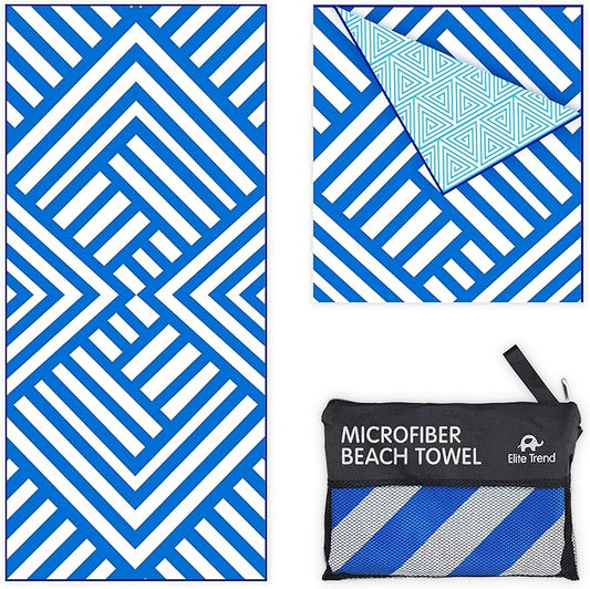 Elite Trend Quick Dry Towel Extra Large 78x35 Inch - Microfiber Beach Towel - Perfect for Beach, Travel, Swimming, Pool, Yoga, Hiking, Camping - Lightweight, Fast Drying, Compact for Adults (Maze)