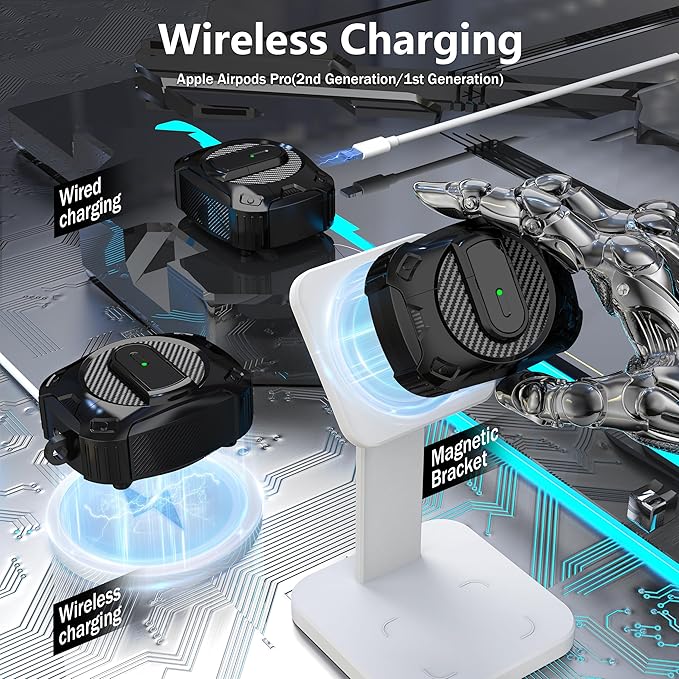 RFUNGUANGO for AirPods Pro 2nd Generation Protective case, 2024 New Space-Themed Protective case. Compatible with Airpods Pro 1/2 and, Works with MagSafe. [Black]