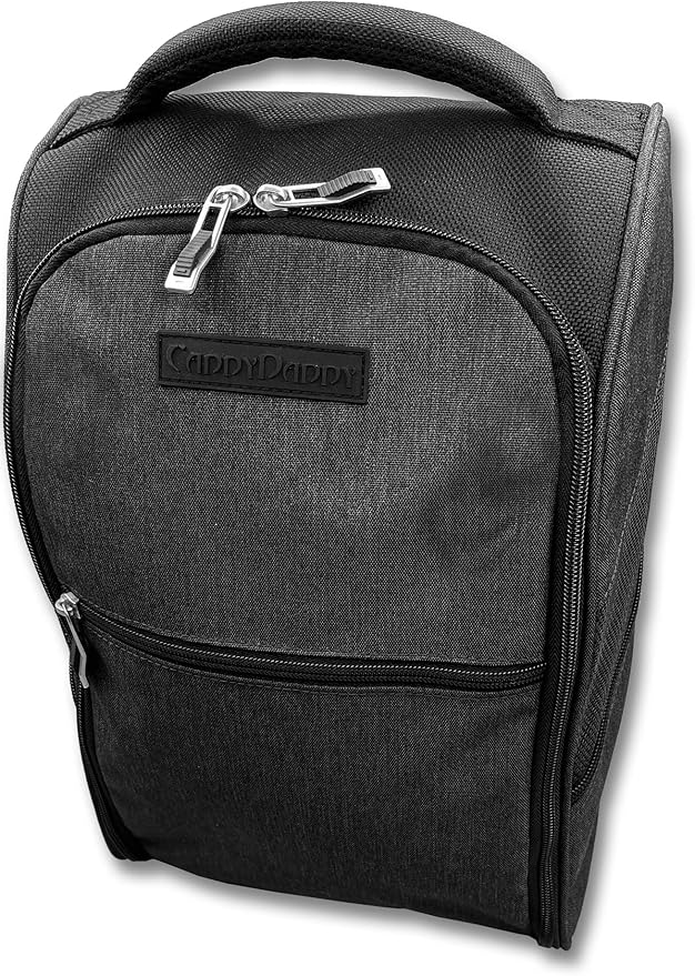 CaddyDaddy Premium Golf Shoe Bag with Ventilated Sides, Internal Shoe Divider, Zipper Closure, Nylon Material, Unisex, Fits Up to Men's Size 14