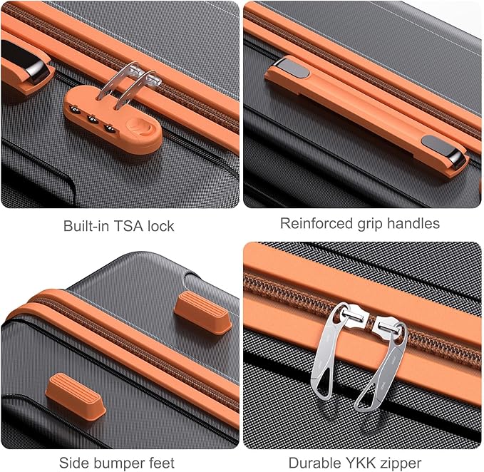 Nazhura Luggage Set, 3-Piece Hardside Suitcase Set, 20-inch Carry On, 24-inch, 28-inch Luggage