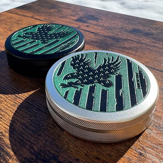 Leather-Faced Metal Pouch Can | Metal Container | Slim EDC Pocket Tin | Airtight & Moisture-Resistant | Daily Organizer | Pill Case & Travel Tin | Father’s Day Gift for Dad | (American Flag, Black)