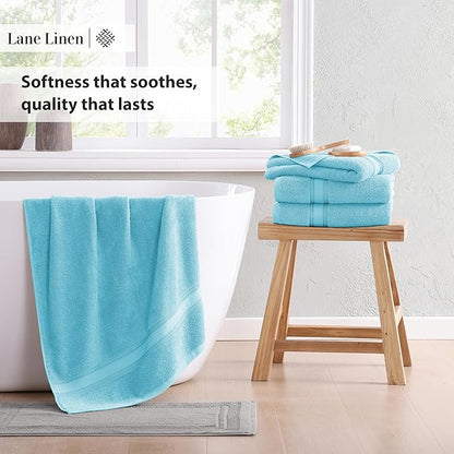 LANE LINEN Luxury Towel Set for Bathroom – 12-Pack 100% Cotton, Zero Twist, Includes 4 Bath, 4 Hand & 4 Washcloth, Suitable for All Body Types, Soft & Quick Dry, Ideal for Airbnb & Spa - Blue
