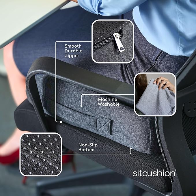 Ergonomic Office Chair Cushion for Sciatica Pain Relief, Computer Chair Cushion for All Day Comfort, Extra Large Seat Cushions for Office Chairs, Orthopedic Coccyx Cushion for Car & Wheelchair(Black)