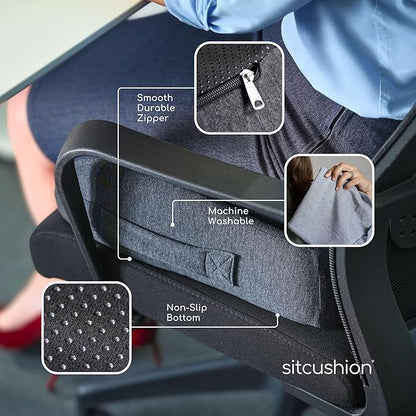 Ergonomic Office Chair Cushion for Sciatica Pain Relief, Computer Chair Cushion for All Day Comfort, Extra Large Seat Cushions for Office Chairs, Orthopedic Coccyx Cushion for Car & Wheelchair(Black)