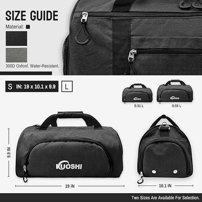 Gym Bag for Men & Women with Shoe Compartment & Wet Pocket, 31L Water Resistant Sports Duffle Bag with Quick-Access Pouch,Multi-Purpose Weekender Overnight Bag