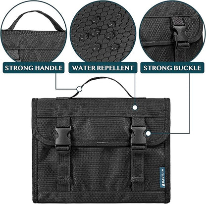 PAVILIA Travel Hanging Toiletry Bag for Women Men, Large Capacity Makeup Bag Kit, Waterproof Cosmetic Storage Organizer Case for Bathroom Shower
