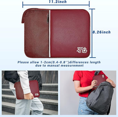 Electronics Organizer,Travel Cord Organizer Pouch, Portable Cable Organizer Bags, Waterproof Electronic Accessories Storage Case for Cables, Cords, Charger, Phone (Single Layer-Large-Winered)