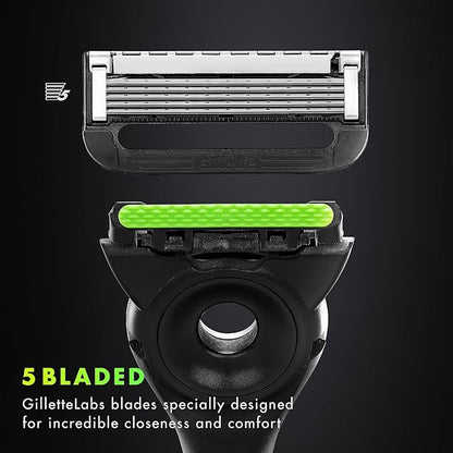 Gillette Labs with Exfoliating Bar by Gillette Mens Razor and Travel Case, Shaving Kit for Men, Storage on the Go, Includes Travel Case, 1 Handle, 3 Razor Blade Refills, and Premium Magnetic Stand