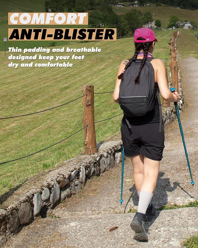 PAPLUS 3 Pairs Running Compression Socks for Men & Women, Atheltic Crew Socks with Cushion, Arch Support for Hiking, Cycling