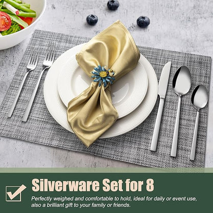 Silverware Set, 40 Piece Flatware Cutlery Set for 8, Stainless Steel Silverware Mirror Polished Dishwasher Safe for Home, Restaurant, Wedding, Party