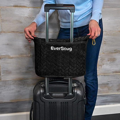 EverSnug Premium Travel Blanket Pillow - Soft 2 in 1 Airplane Blanket with Soft Bag Pillowcase, Hand Luggage Sleeve and Backpack Clip (Black)