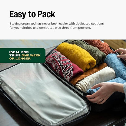 Tortuga 40L Travel Backpack Pro, Black - Large Carry-On Travel Backpack for Men and Women - Durable, Comfortable, Easy to Pack, Airline-Approved Bag with Laptop Compartment