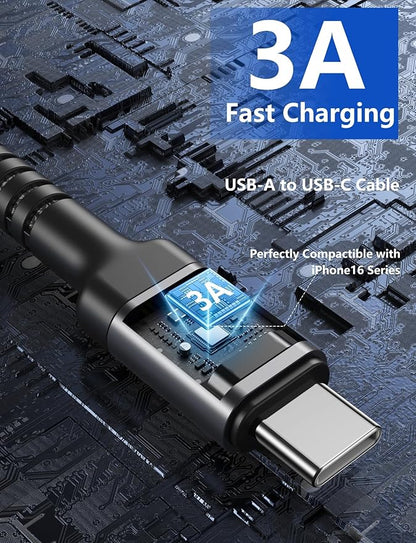 USB A to USB C for Carplay USB C Cable 3FT, Car Charger Cable 2Pack Short Type C Fast Charging Cord Upgraded Extra Durable USBC Cord Compatible with iPhone 17 16 15 Pro Max/Samsung Galaxy S23 and More