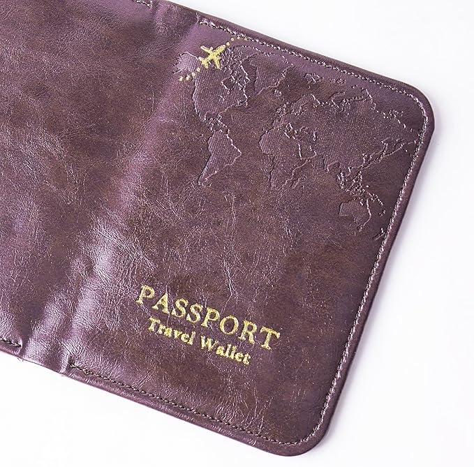 QIELIZI Passport Holder with Airtag Slot, Airtag Passport Wallet for Men Women, Slim Leather Passport Holder Case Family for Travel Anti-Lost(1-Dark Red)