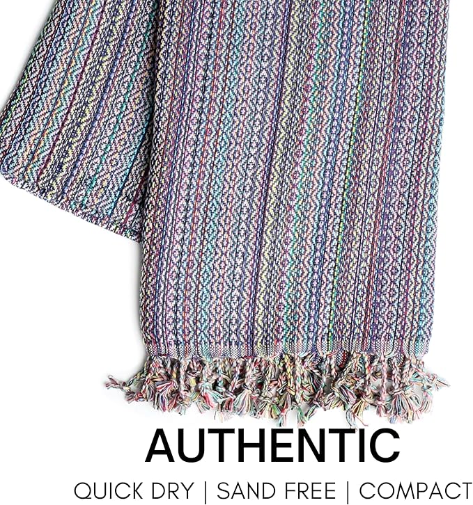 BAY LAUREL Turkish Beach Towel with Travel Bag 39 x 71 Quick Dry Sand Free Lightweight Large Oversized Towels Light