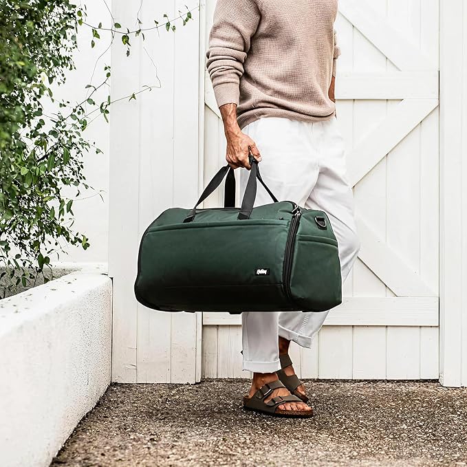 Halfday Convertible 2-in-1 Premium Garment Duffel Weekender Bag 45L | Wrinkle-Free Travel, Hanging Suit Compartment, Shoe Pockets, Trolley Sleeve. Balistic Nylon Carry-On, Palm