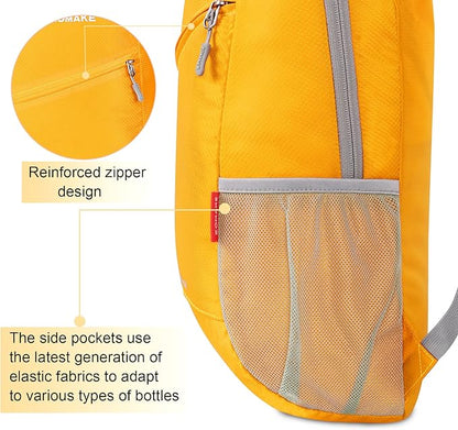 ZOMAKE Lightweight Packable Backpack 20L - Foldable Backpack Small Daypack Hiking Backpack Water-Resistant Day Bag for Travel(Yellow)