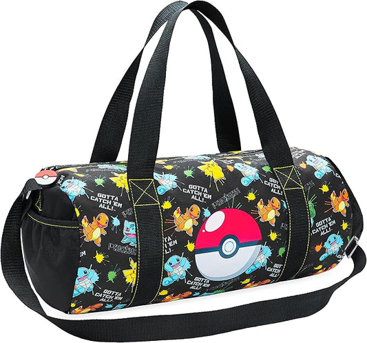 Pokemon Duffel Bag for Kids Boys Anime Pikachu Carryall Duffle Bag with Adjustable Strap for Travel Sports Gear Equipment Organizer Gifts for Kids