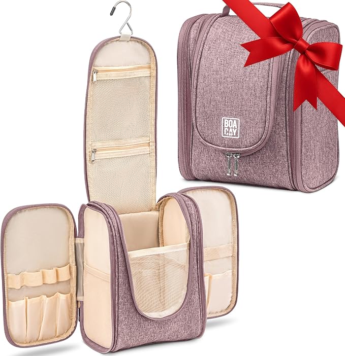 BOACAY Hanging Travel Toiletry Bag for Women and Men, Makeup Bag, Bathroom & Shower Organizer Kit for Accessories, Cosmetics, Travel Essentials