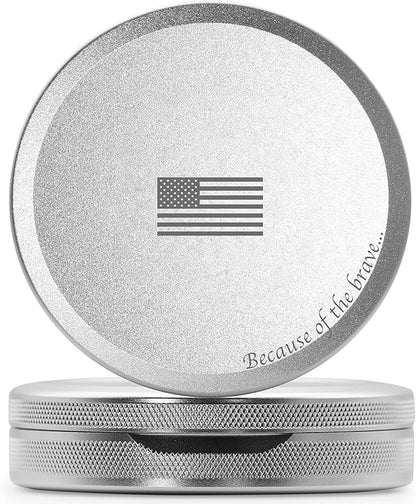 Metal Pouch Can | Metal Container | Slim EDC Pocket Tin | Airtight & Moisture-Resistant | Compact Daily Organizer | Pill Case & Travel Tin | Father’s Day Gift for Dad | (American Flag, Silver, Tall)