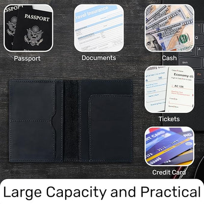 HIFA Leather Passport Holder, Handmade Passport Cover with Card and Ticket Slot - Genuine Leather, Elegant Design, Easy Access - Passport Case, Passport Wallet, Passport Holder