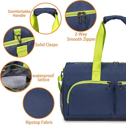 Kuston Sports Gym Bag with Shoes Compartment &Wet Pocket Gym Duffel Bag Overnight Bag for Men and Women