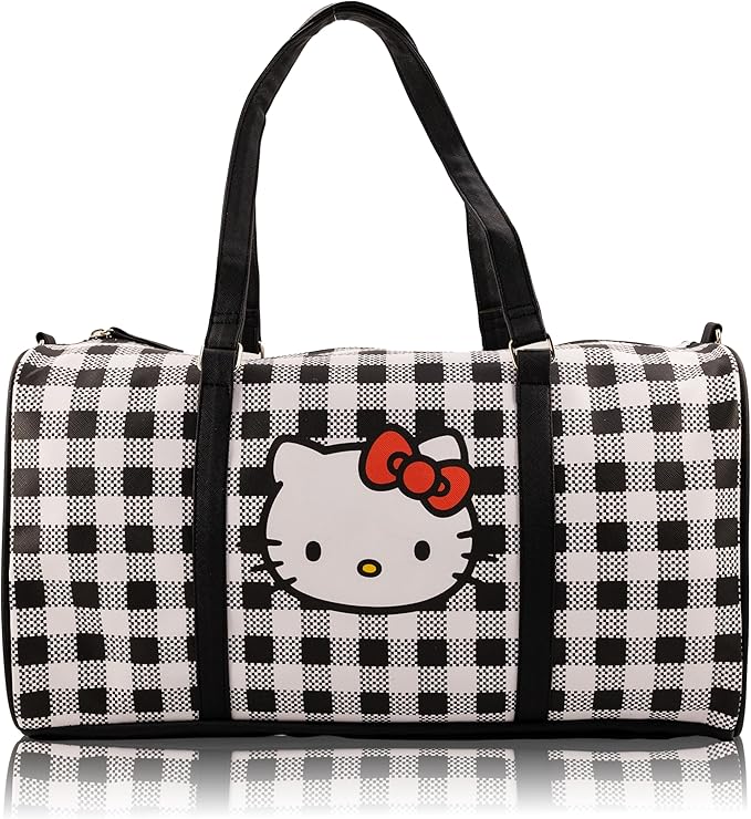 Hello Kitty Mini Duffle Bag for Girls | Cute Hello Kitty Travel Bag with Shoulder Strap | Small PU Overnight Bag for Kids and Women | Lightweight Weekend Tote | Ages 3+