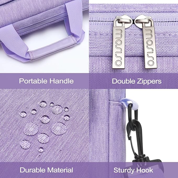 MOSISO Laptop Shoulder Bag 13.3 inch, 13-14 inch Computer Bag Compatible with MacBook Air/Pro 13 / Pro 14, HP Dell ASUS Lenovo with 2 Raised&1 Flapover&1 Horizontal Pocket&Handle&Belt, Purple