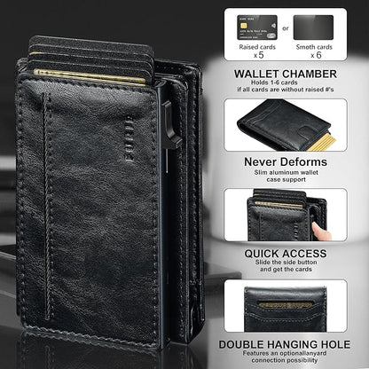 furid Card Wallet For Men Slim: Smart Rfid Minimalist Front Pocket Pop Up Wallet with ID Window - Stocking Stuffers Gifts Boxed for Husband Father at Birthday Anniversary