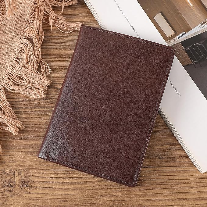 Polare Functional RFID Blocking Leather Passport Holder Travel Bifold Wallet For Men (Coffee)
